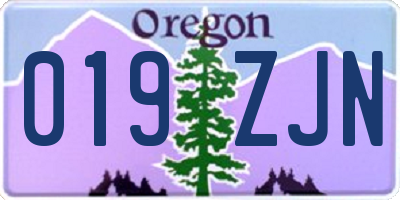 OR license plate 019ZJN