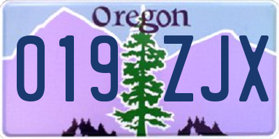 OR license plate 019ZJX