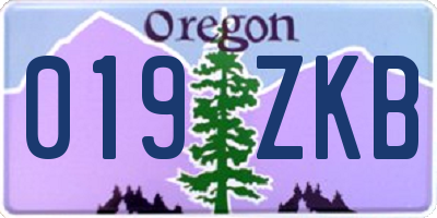 OR license plate 019ZKB
