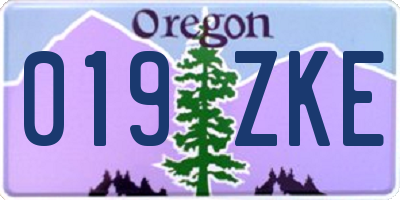 OR license plate 019ZKE