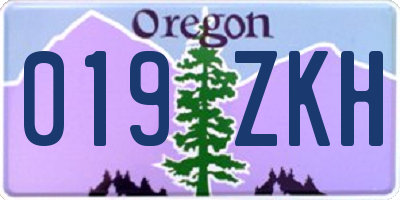 OR license plate 019ZKH