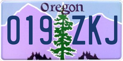 OR license plate 019ZKJ