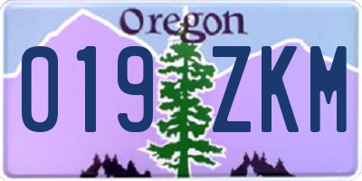 OR license plate 019ZKM