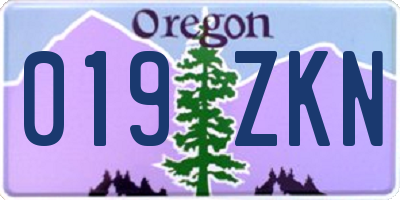OR license plate 019ZKN