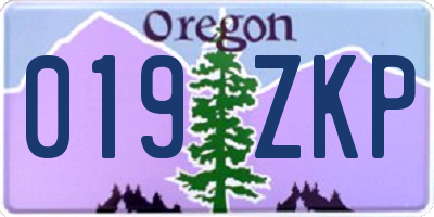 OR license plate 019ZKP