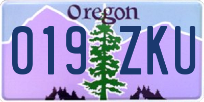 OR license plate 019ZKU