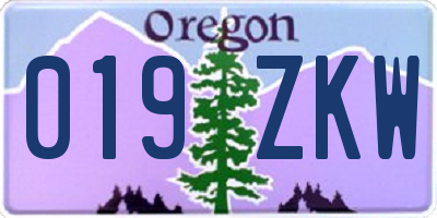 OR license plate 019ZKW