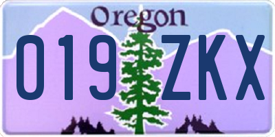 OR license plate 019ZKX