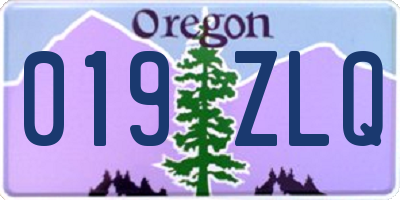 OR license plate 019ZLQ