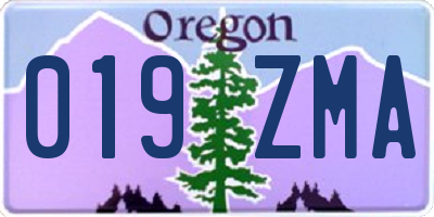 OR license plate 019ZMA