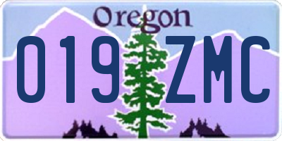 OR license plate 019ZMC