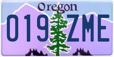 OR license plate 019ZME