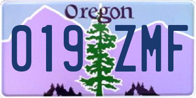 OR license plate 019ZMF