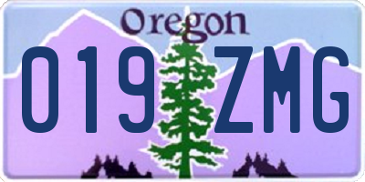 OR license plate 019ZMG