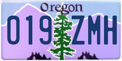 OR license plate 019ZMH
