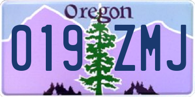 OR license plate 019ZMJ