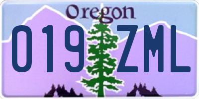 OR license plate 019ZML