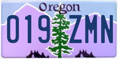 OR license plate 019ZMN