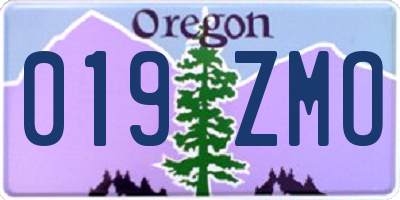 OR license plate 019ZMO