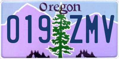 OR license plate 019ZMV