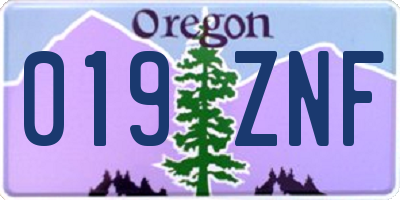 OR license plate 019ZNF