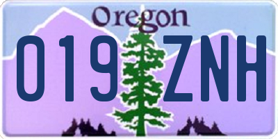 OR license plate 019ZNH