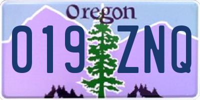 OR license plate 019ZNQ