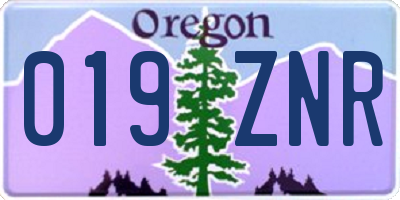 OR license plate 019ZNR