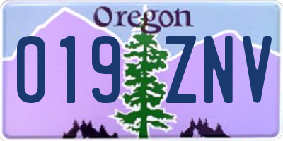 OR license plate 019ZNV