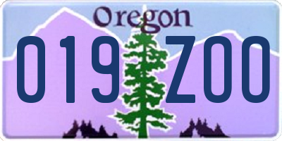 OR license plate 019ZOO