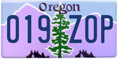 OR license plate 019ZOP