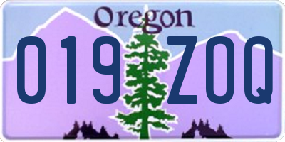 OR license plate 019ZOQ