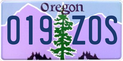 OR license plate 019ZOS