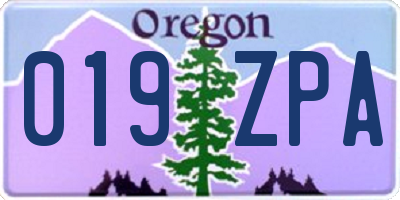 OR license plate 019ZPA