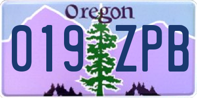 OR license plate 019ZPB
