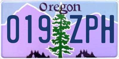 OR license plate 019ZPH