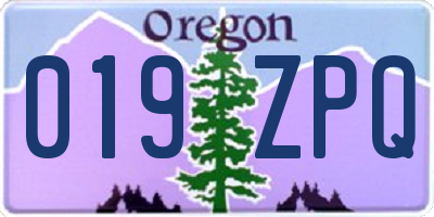 OR license plate 019ZPQ