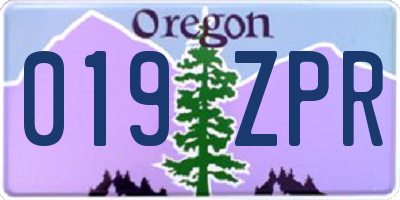 OR license plate 019ZPR