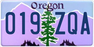 OR license plate 019ZQA