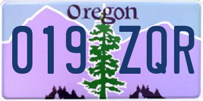 OR license plate 019ZQR