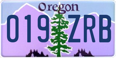 OR license plate 019ZRB