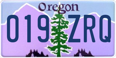 OR license plate 019ZRQ