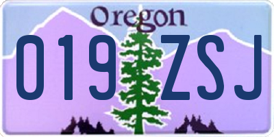 OR license plate 019ZSJ