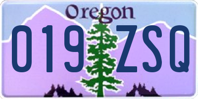 OR license plate 019ZSQ
