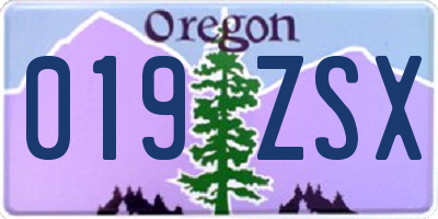 OR license plate 019ZSX