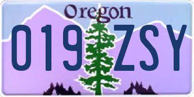 OR license plate 019ZSY