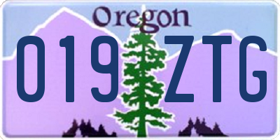 OR license plate 019ZTG