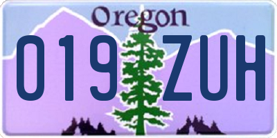 OR license plate 019ZUH