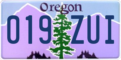 OR license plate 019ZUI