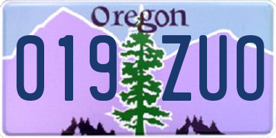 OR license plate 019ZUO